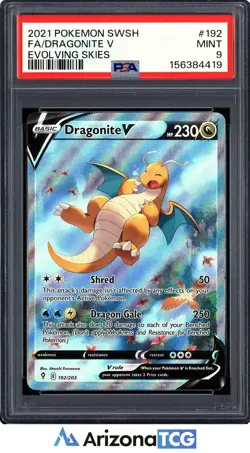 Pokemon 2021 Dragonite V 192/203 Alt Art Evolving Skies PSA 9 - Image 1