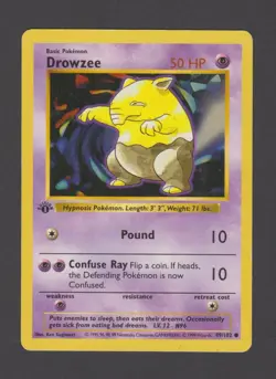 Pokemon WOTC 1st Edition Shadowless Drowzee Base Set 49/102 MP - Image 1