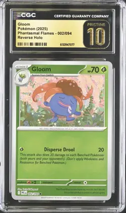 Pokemon TCG Phantasmal Flames #002 Gloom Reverse Holo Rare CGC PRISTINE 10 - Image 1