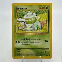 Pokemon 1999 Bulbasaur Base Set Unlimited Common 44/102 LP - Image 1
