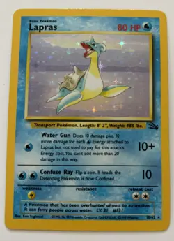 Lapras 10/62 Fossil Set Holo Rare Pokemon WOTC LP-NM - Image 1