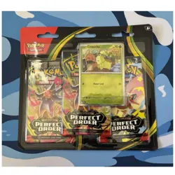 Pokemon TCG Perfect Order Mega Evolution 3-Pack Blister Chikorita Promo - Image 1