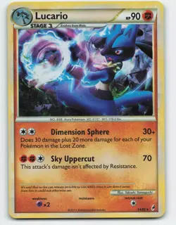 2011 Pokemon, Call of Legends, #14/95 Lucario, Cracked Ice Holo Rare, Deck - Image 1
