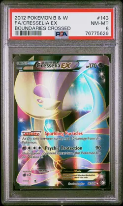 2012 Pokemon Black & White Boundaries Crossed Cresselia EX #143 Fa PSA 8 - Image 1