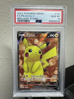 Pokemon TCG SWSH 2022 Brilliant Stars #157/172 FA/PIKACHU V ULTRA RARE PSA 10 - Image 1
