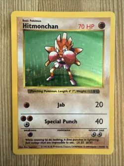 Pokemon - Hitmonchan 7/102 Shadowless Holo Rare - Base Set HP - Image 1