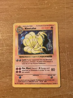 1999 Pokemon Base Set 12/102 Ninetales Holo Shadowless HP - Image 1