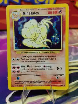 Pokemon TCG Ninetales Base Set Holo Unlimited Rare Card 12/102 WOTC ModeratePlay - Image 1
