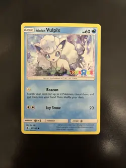 Pokemon TCG Alolan Vulpix Toys R Us Exclusive Stamped Cosmos Holo 21/145 - Image 1