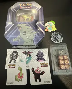Pokemon TCG Gift Box Tyranitar Tin New Factory Sealed + Stickers Dice and Pin - Image 1