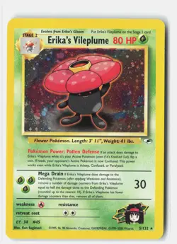 Erika's Vileplume 5/132 HOLO Gym Heroes Pokemon Unlimited Holo MP Ken Sugimori - Image 1