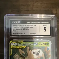 Pokemon TCG Rowlet & Alolan Exeggutor GX 001/054 Sky Legend Holo CGC 9 JP - Image 2