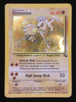 Pokemon / Hitmonlee / 7/62 / Fossil / Unlimited Edition / Holo / (DMG) - Image 1