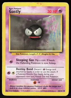 Gastly 50/102 Common Base Set Unlimited Pokemon Damaged - Image 1