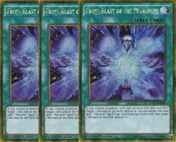 Yugioh - Frost Blast of the Monarchs x 3 - 1st Gold Secret Rare NM - Free Holo - Image 1
