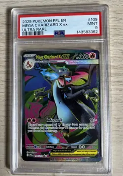 Pokemon TCG Mega Charizard X ex 109/094 Me02: Phantasmal Flames Holo PSA 9 - Image 1