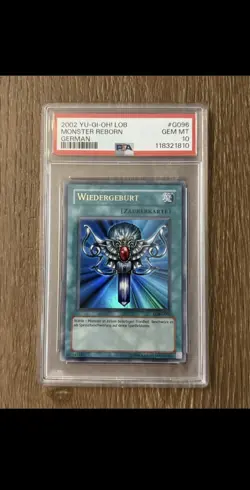 2002 Yu-Gi-Oh! WIEDERGEBURT Unlimited Ultra Rare LOB-G096 German PSA 10 POP 1 - Image 1