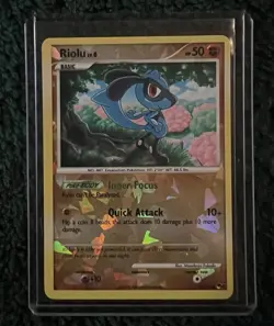 Riolu Pokemon Pop Series 8 #16/17 Cracked Ice Holo Pokemon Card NM - Image 1