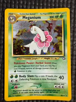 Pokemon Card Meganium Neo Genesis WOTC 10/111 Holo Creased HP - Image 1