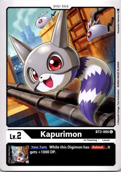 Kapurimon BT2-005 Black Common In-Training (Lv2) Digimon CCG Card - Image 1