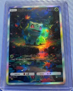 Pokemon BulbasaurAnime Card Full Art Fanart Custom Card Holo ACG DIY - Image 1
