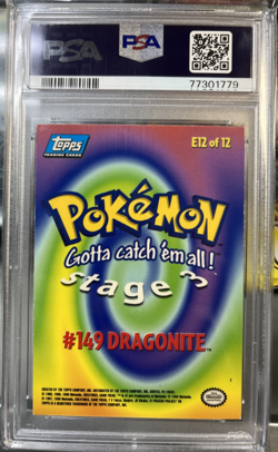 PSA 9 1999 TOPPS MOVIE DRAGONITE FOIL #E12 BLUE LOGO MINT (P8) - Image 2