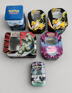 Pokemon Tin Lot of 6 Assorted Sizes EMPTY Metal Tin - Image 1