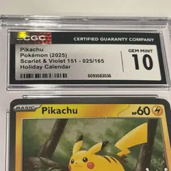 CGC 10 Pikachu 025/165 Holiday Calendar Pokemon Cosmos Holo 151 2025 - Image 3