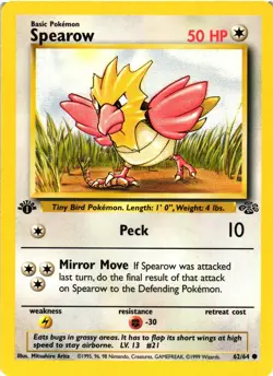 Pokemon TCG Spearow 62/64 Common Jungle 1st Edition LP - Image 1