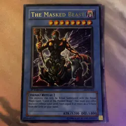 Yugioh The Masked Beast - 1st edition- Ultra Rare-LON-001- scratched - Image 1