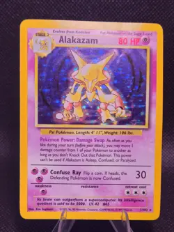 Pokemon TCG Alakazam Base Set Holo Card 1/102 Unlimited Rare - Image 1