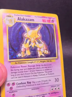 Pokemon TCG Alakazam Base Set Holo Card 1/102 Unlimited Rare - Image 5