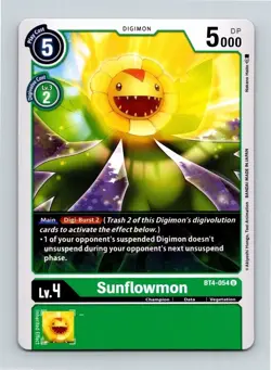 Sunflowmon BT4-054 Uncommon Green Champion (Lv4) Digimon Card CCG - Image 1