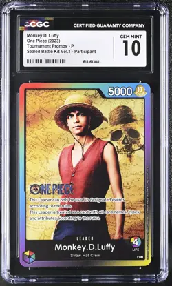 2023 One Piece Tournament Promos #P Monkey D. Luffy CGC 10 - Image 1