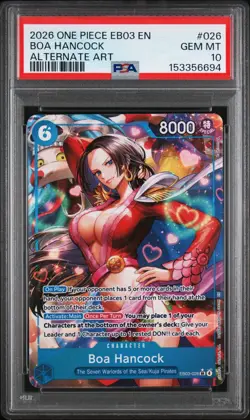 2026 ONE PIECE EB03 EXTRA BOOSTER HEROINES EDITION #026 BOA HANCOCK ALT PSA 10 - Image 1
