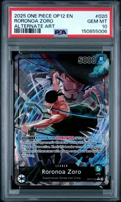 2025 ONE PIECE OP12-020 LEGACY OF THE MASTER RORONOA ZORO ALT ART LEADER PSA 10 - Image 1