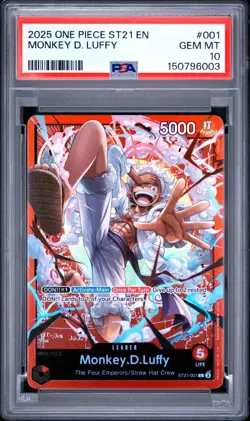 2025 ONE PIECE ST21 #001 GEAR 5 MONKEY D. LUFFY LEADER ENGLISH PSA 10 GEM MINT - Image 1