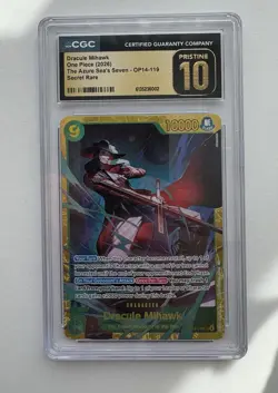 Pristine 10 CGC Graded Dracule Mihawk (SR) One Piece OP14-119 Free UK Delivery - Image 2