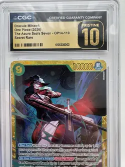 Pristine 10 CGC Graded Dracule Mihawk (SR) One Piece OP14-119 Free UK Delivery - Image 3