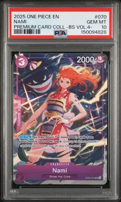 2025 ONE PIECE #070 PCC PREMIUM BEST SELECTION VOL 4 GENGAR NAMI PSA 10 GEM MINT - Image 1