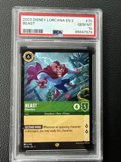 2023 Disney Lorcana - Rise of Floodborn 2 The Beast Relentless #70 PSA 10 GEM MT - Image 1