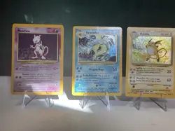 Pokemon Cards. Base Set Holos Mewtwo, Gyarados, Raichu - Image 1