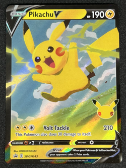 Pikachu V SWSH143 SWSH Black Star Promo Holo Rare Pokemon Card NM - Image 1