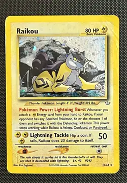 Pokemon TCG Raikou 13/64 Neo Revelation Holo Rare Heavily Played Damaged HP DMG - Image 2