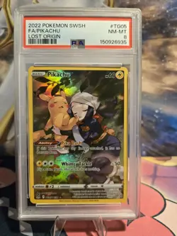 2022 Pokemon Pikachu FA TG05/TG30 Lost Origin Trainer Gallery PSA 8 NM-MT - Image 1