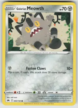 Galarian Meowth 084/159 Common Crown Zenith Pokemon Near Mint - Image 1