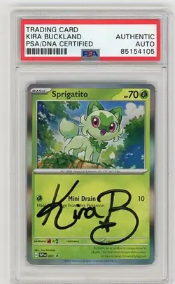 PSA Signed Kira Buckland Pokemon Scarlet & Violet Black Star Promo Sprigatito - Image 1