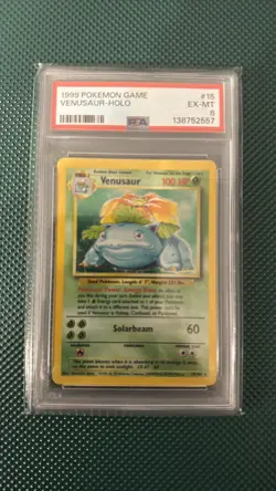 1999 POKEMON BASE SET UNLIMITED #15 VENUSAUR-HOLO PSA 6 - Image 1