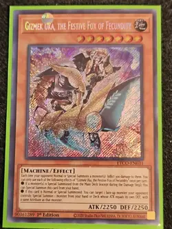 Yugioh Gizmek Uka, the Festive Fox of Fecundity ETCO-EN031 Secret Rare 1st Ed NM - Image 1