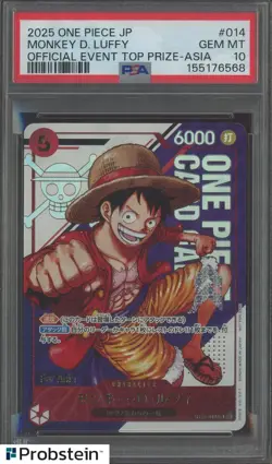 2025 One Piece Japanese Official Event Prize ASIA #014 Monkey D. Luffy PSA 10 - Image 1